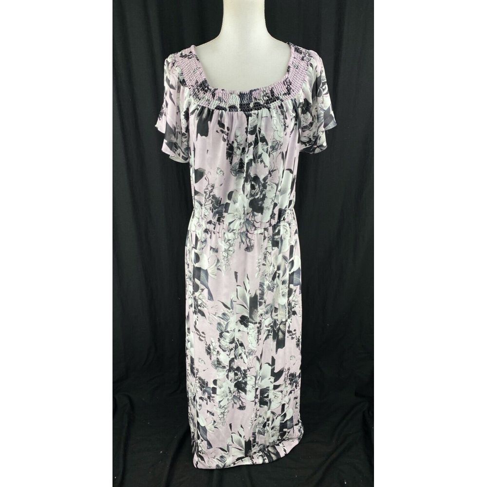Parker Maxi Dress XS‎ Lilac Floral Print Off The Shoulder Layered AOP  $298